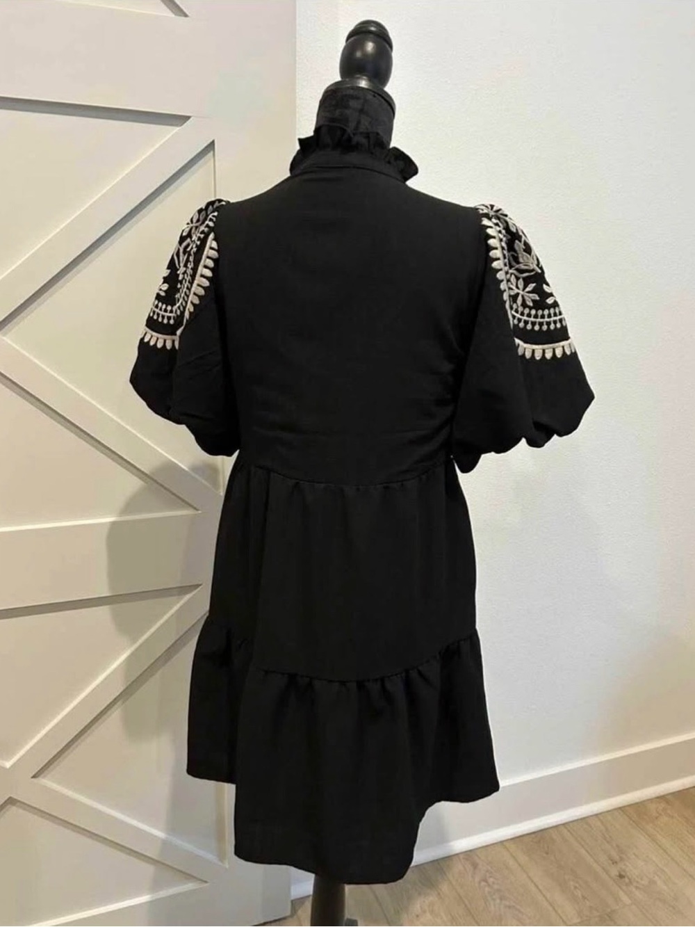 NWT THML Black Embroidered Tiered Dress - Size S - Picture 3 of 3
